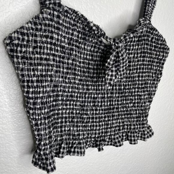 Sienna Sky Womens Top Size L Black White Checkered Smocked Sleeveless Casual - Picture 7 of 12